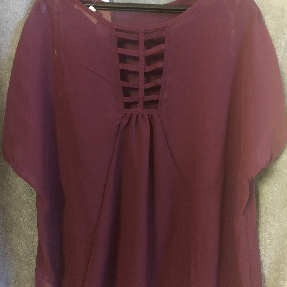 Loralette sheer wine blouse